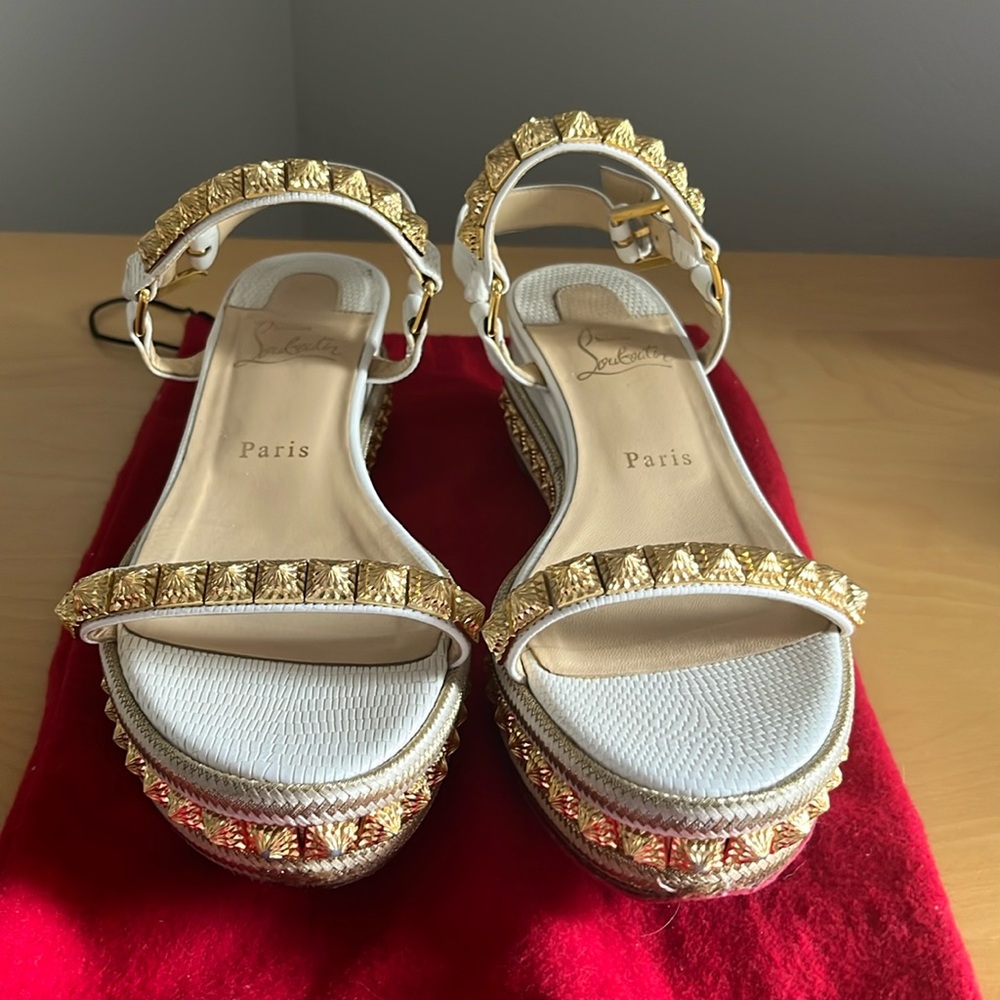 Christian Louboutin Gold and White Espadrilles